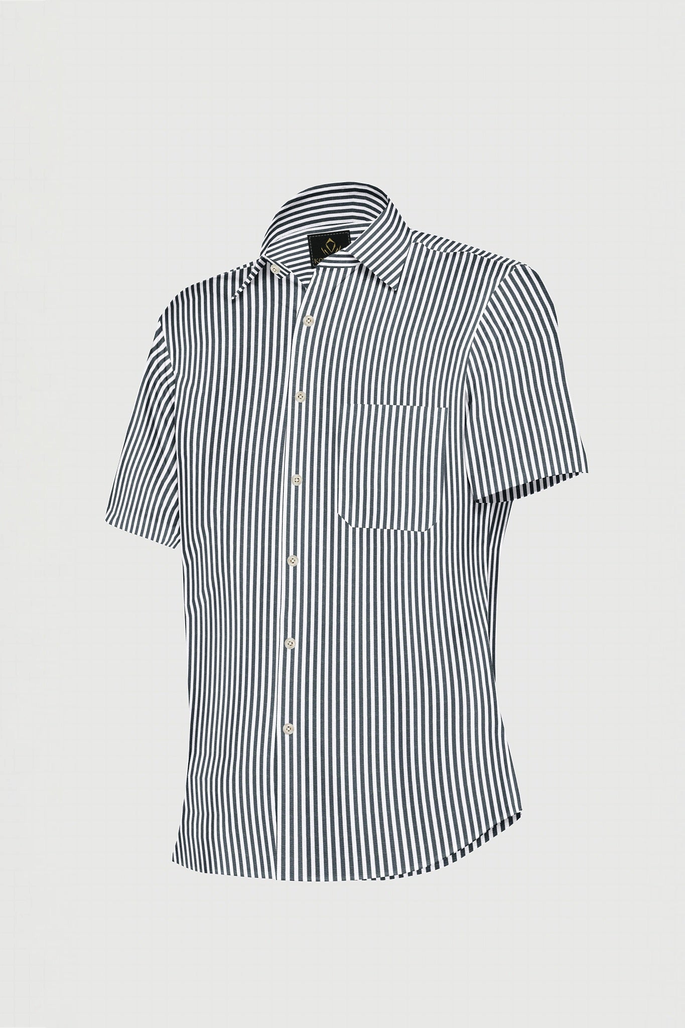 Charcoal Black and White Candy Stripes Cotton Shirt