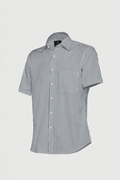 Charcoal Black and White Candy Stripes Cotton Shirt