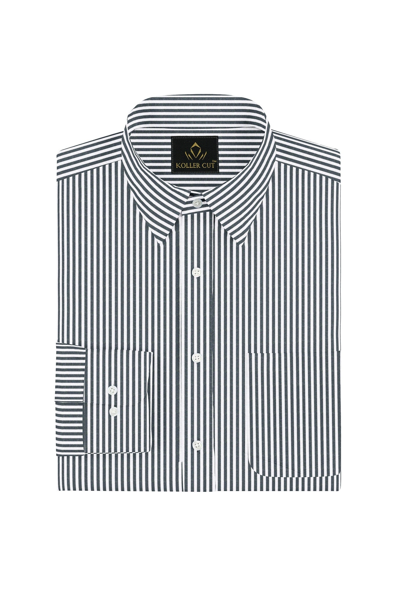 Charcoal Black and White Candy Stripes Cotton Shirt