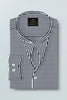 Jet Black and White Candy Stripes Mandarin Collar Cotton Shirt