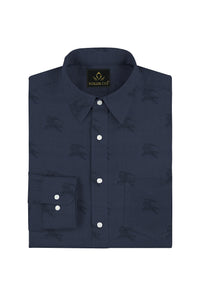 Slate Blue and Black Jacquard Knight Rider Printed Premium Giza Cotton Shirt