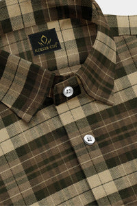 Cedar Brown with Wood Brown and Fawn Checks Cotton Shirt