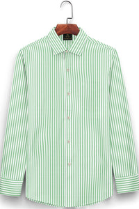 Ambrosia Green and White Candy Stripes Cotton Shirt