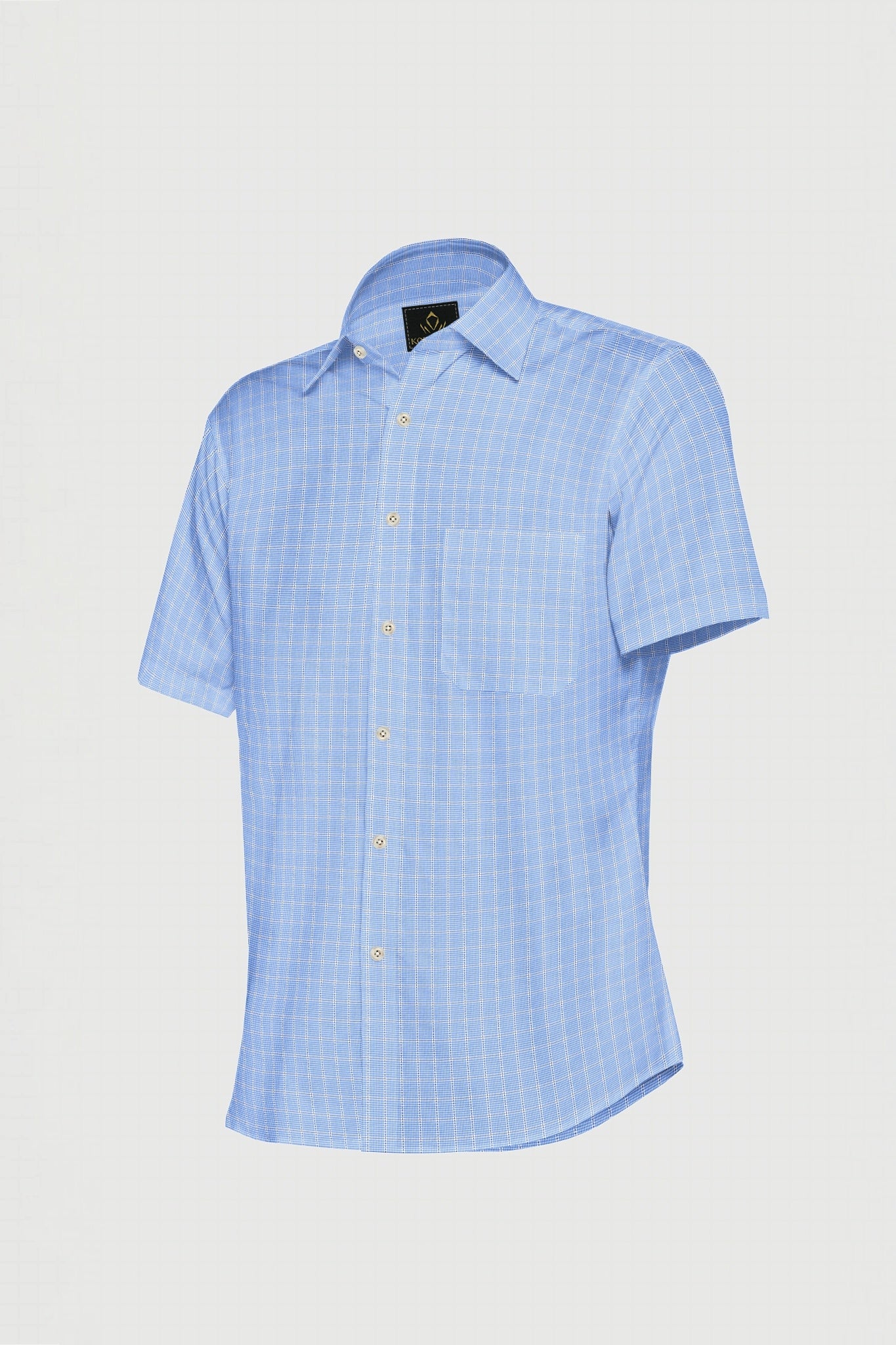 White and Placid Blue Checks Cotton Shirt