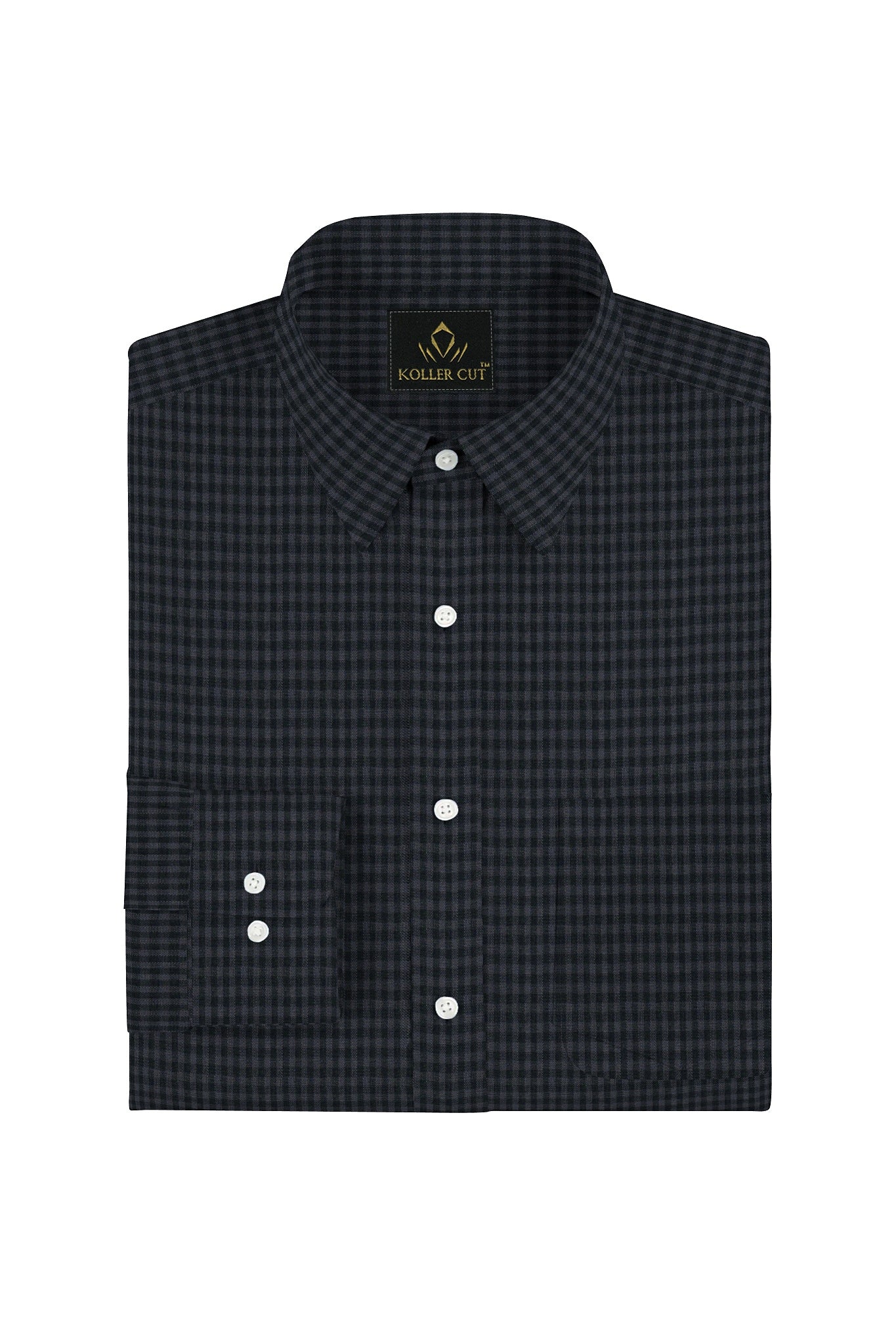 Rhino Gray and Black Checks Cotton Shirt