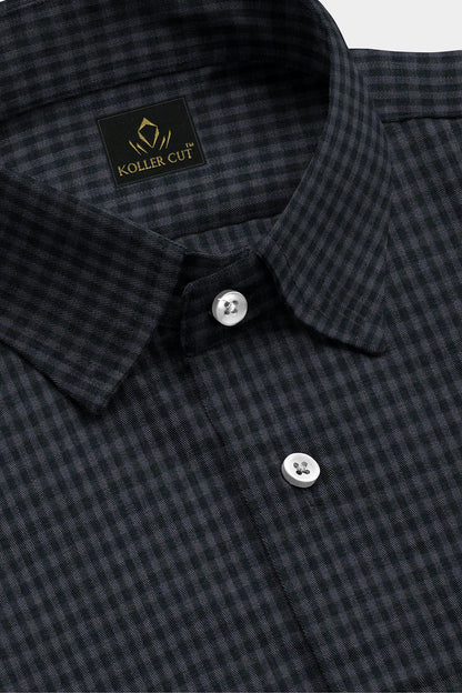 Rhino Gray and Black Checks Cotton Shirt