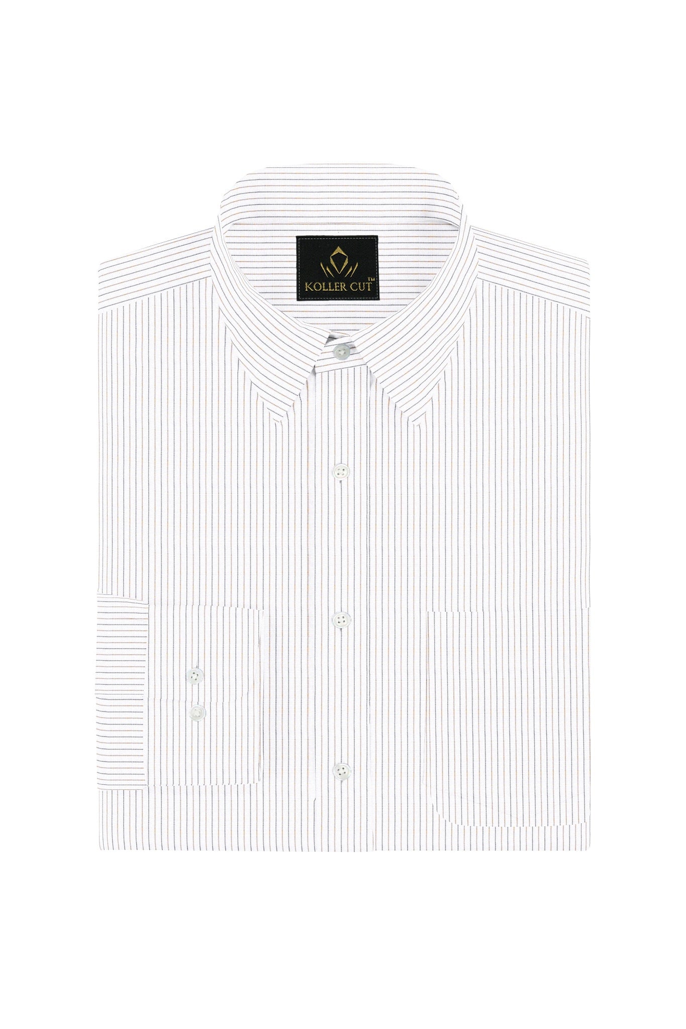 White with Hortensia Purple and Nectar Peach Pinstripes Superior Cotton Shirt