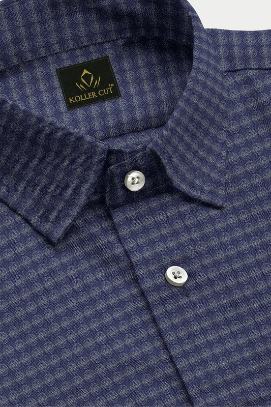 Orion Blue and Mirage Gray Jacquard Greek Key Pattern Printed Superfine Giza Cotton Shirt