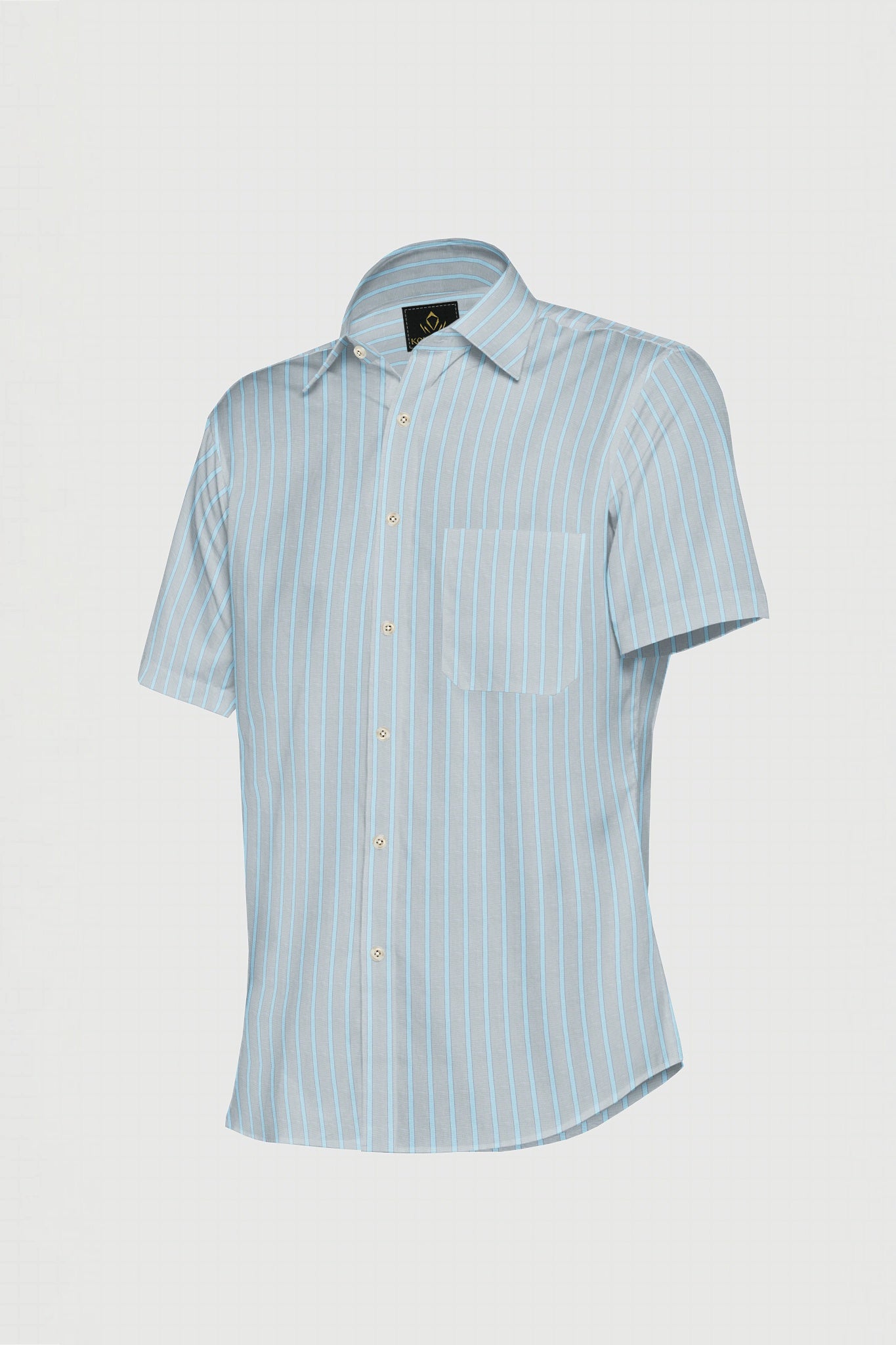 Puritan Gray and Aquarius Blue Stripes Premium Giza Cotton Shirt