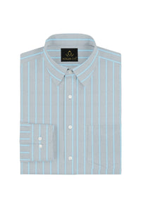 Puritan Gray and Aquarius Blue Stripes Premium Giza Cotton Shirt