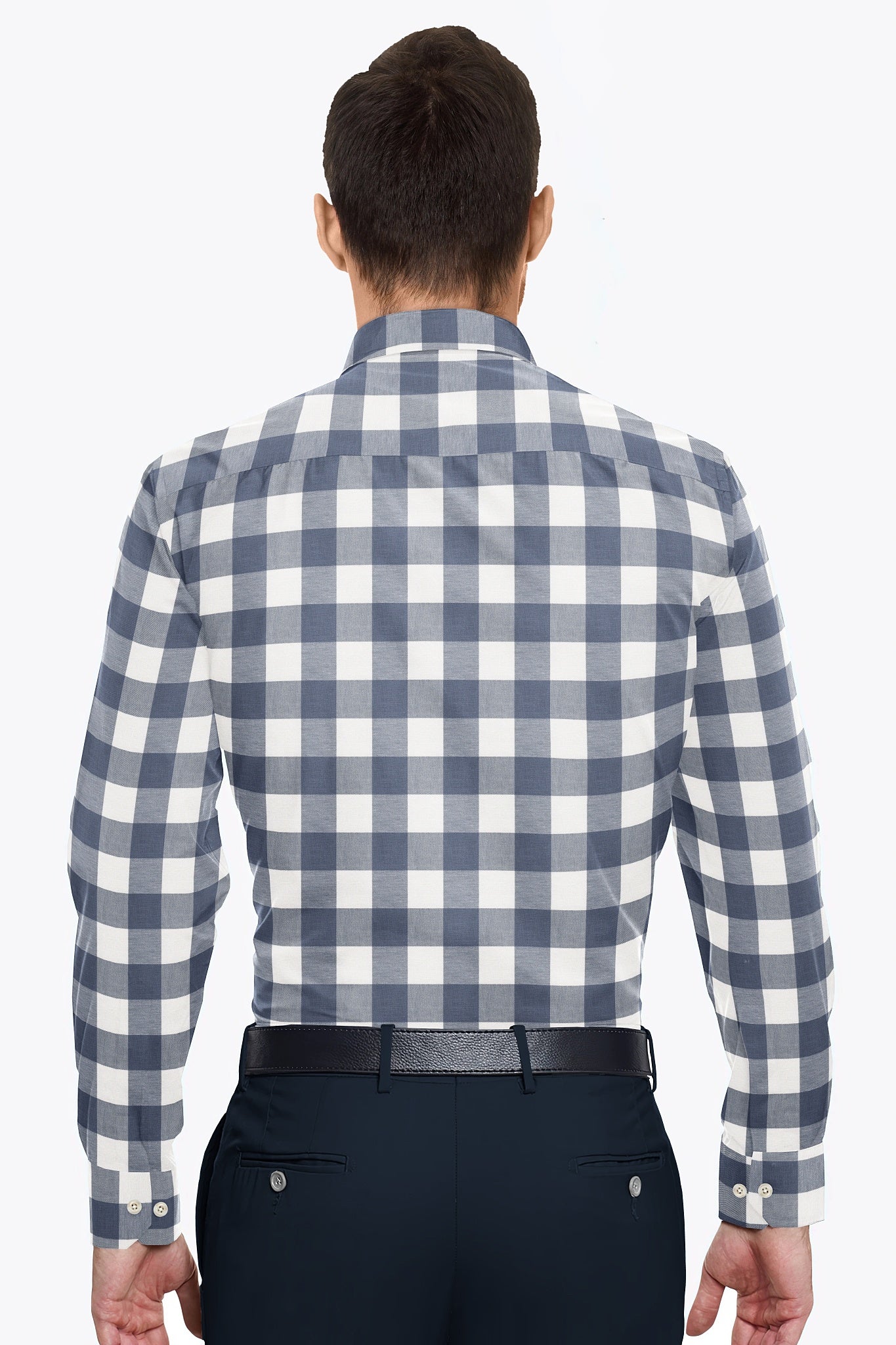 White and Granite Blue Checks Cotton Shirt - Plus size shirt in India 