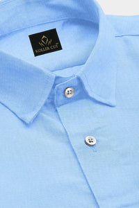 Placid Blue Solid Premium Modal Cotton Shirt