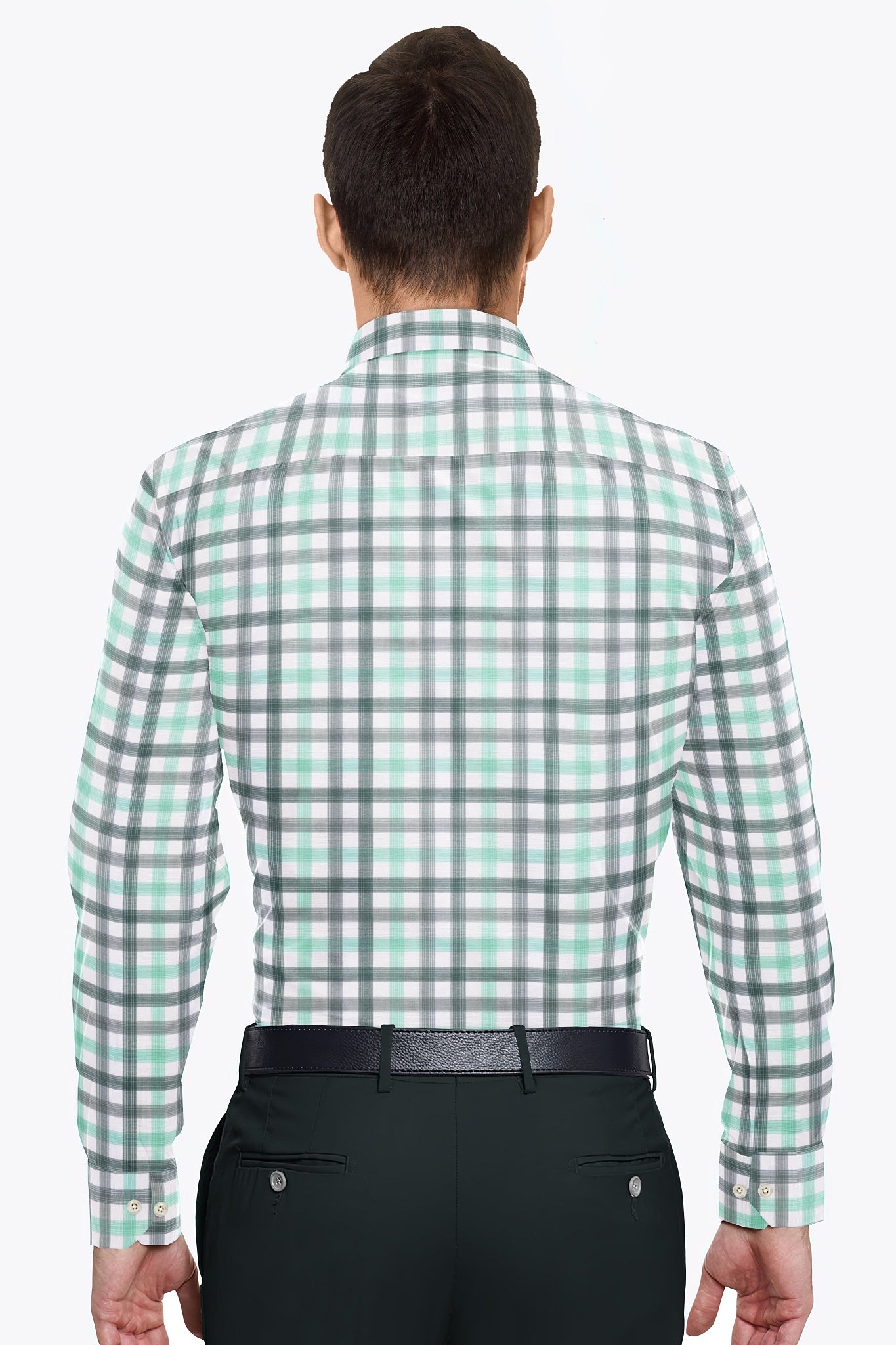 White with Balsam Green and Opal Green Checks Cotton Shirt Best Plus size Checks Shirt in India