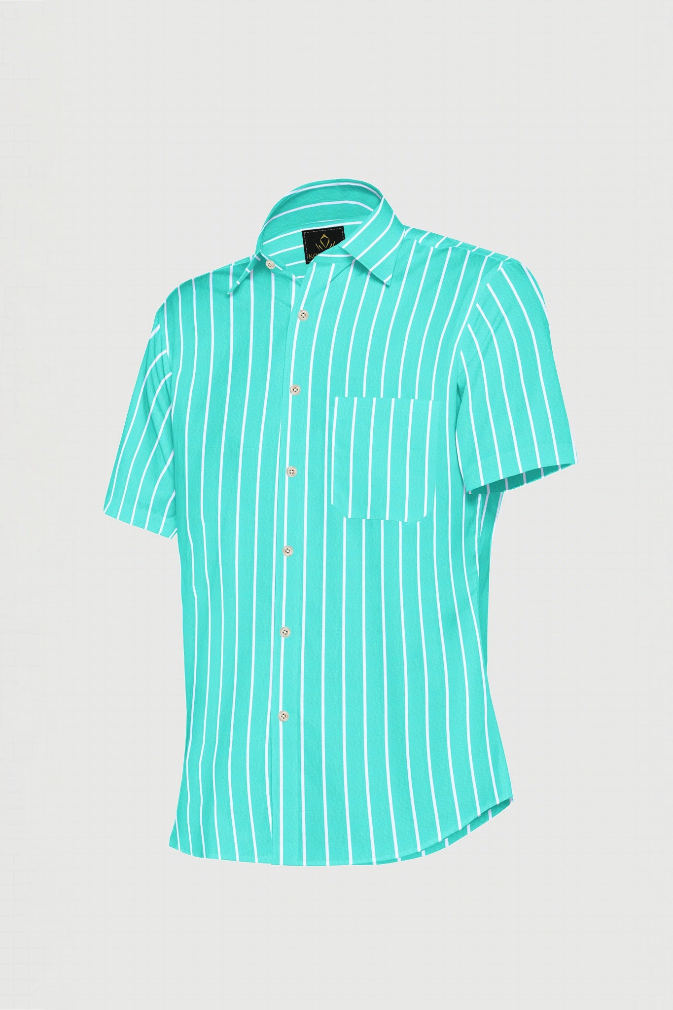 Tanager Turquoise Blue and White Stripes Cotton Shirt
