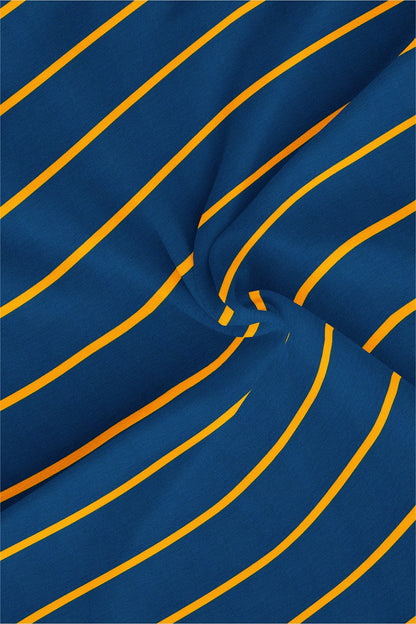 Snorkel Blue and Freesia Yellow Wide Stripes Cotton Shirt