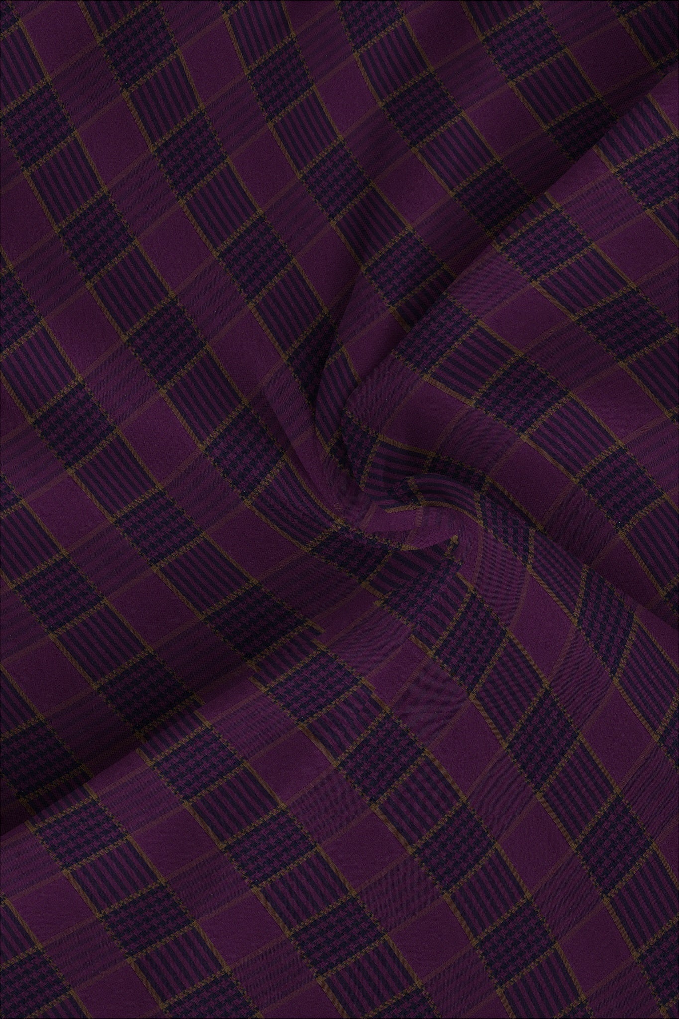 Italian Plum Purple with Estate Blue and Nuggets Gold Jacquard Checks Premium Egyptian Giza Cotton Shirt