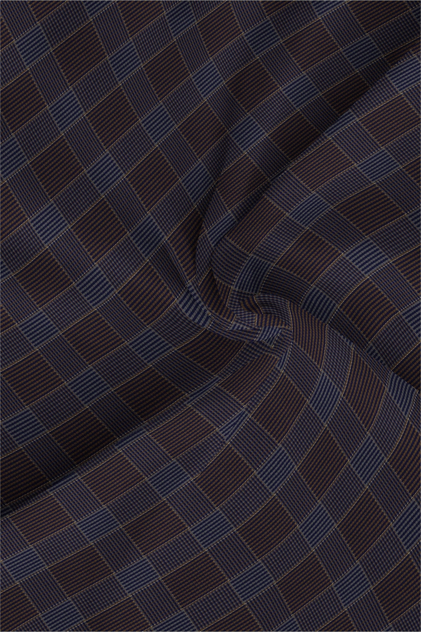 Mykonos Blue and Tiramisu Brown Jacquard Checks Premium Egyptian Giza Cotton Shirt