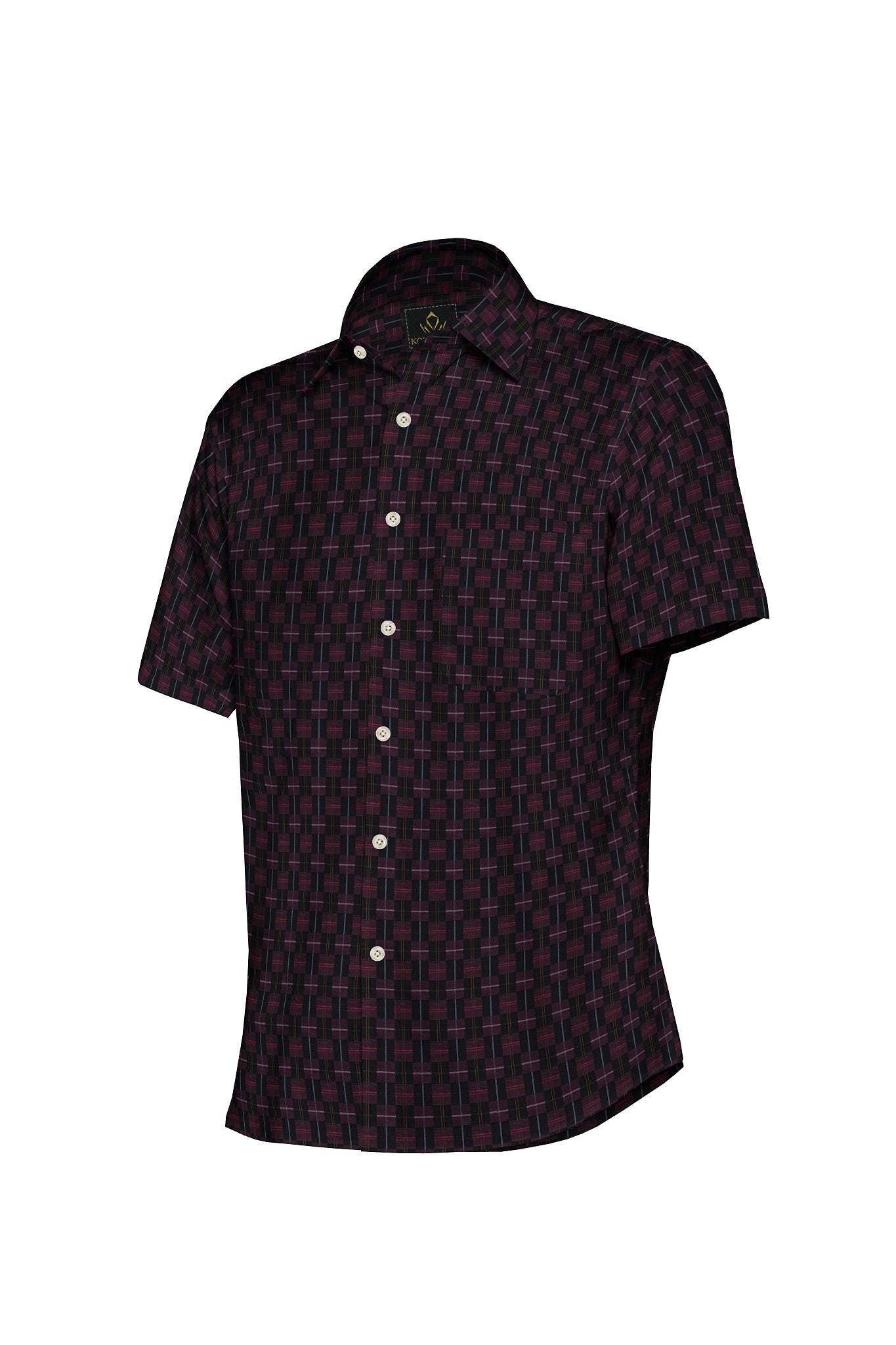 Jade Black with Potent Purple and Azalea Pink Checks Egyptian Giza Cotton Shirt