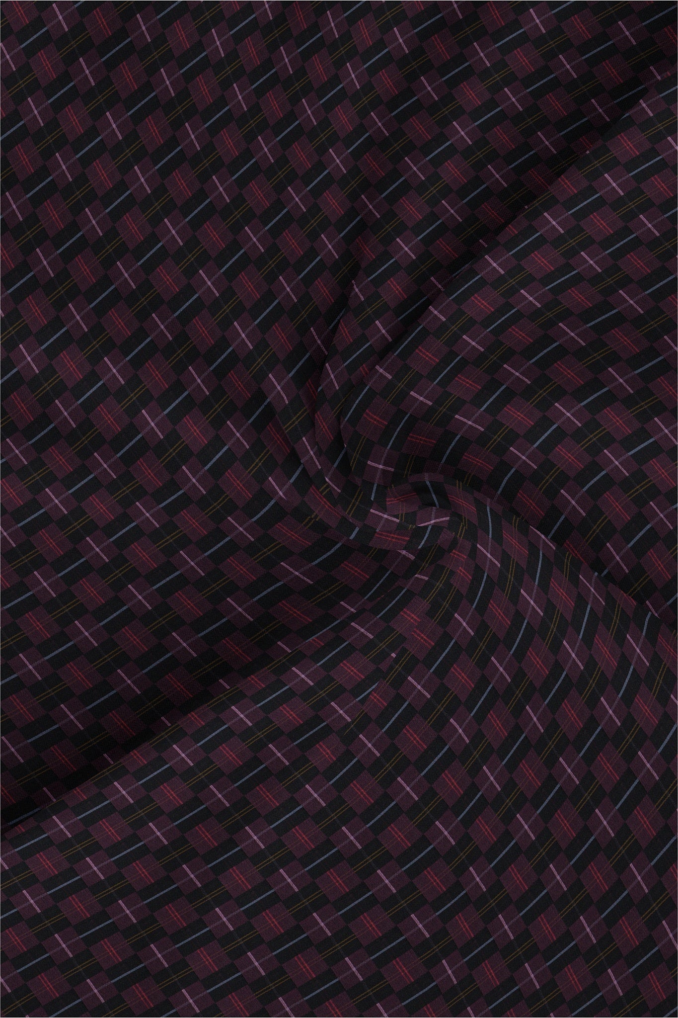 Jade Black with Potent Purple and Azalea Pink Checks Egyptian Giza Cotton Shirt