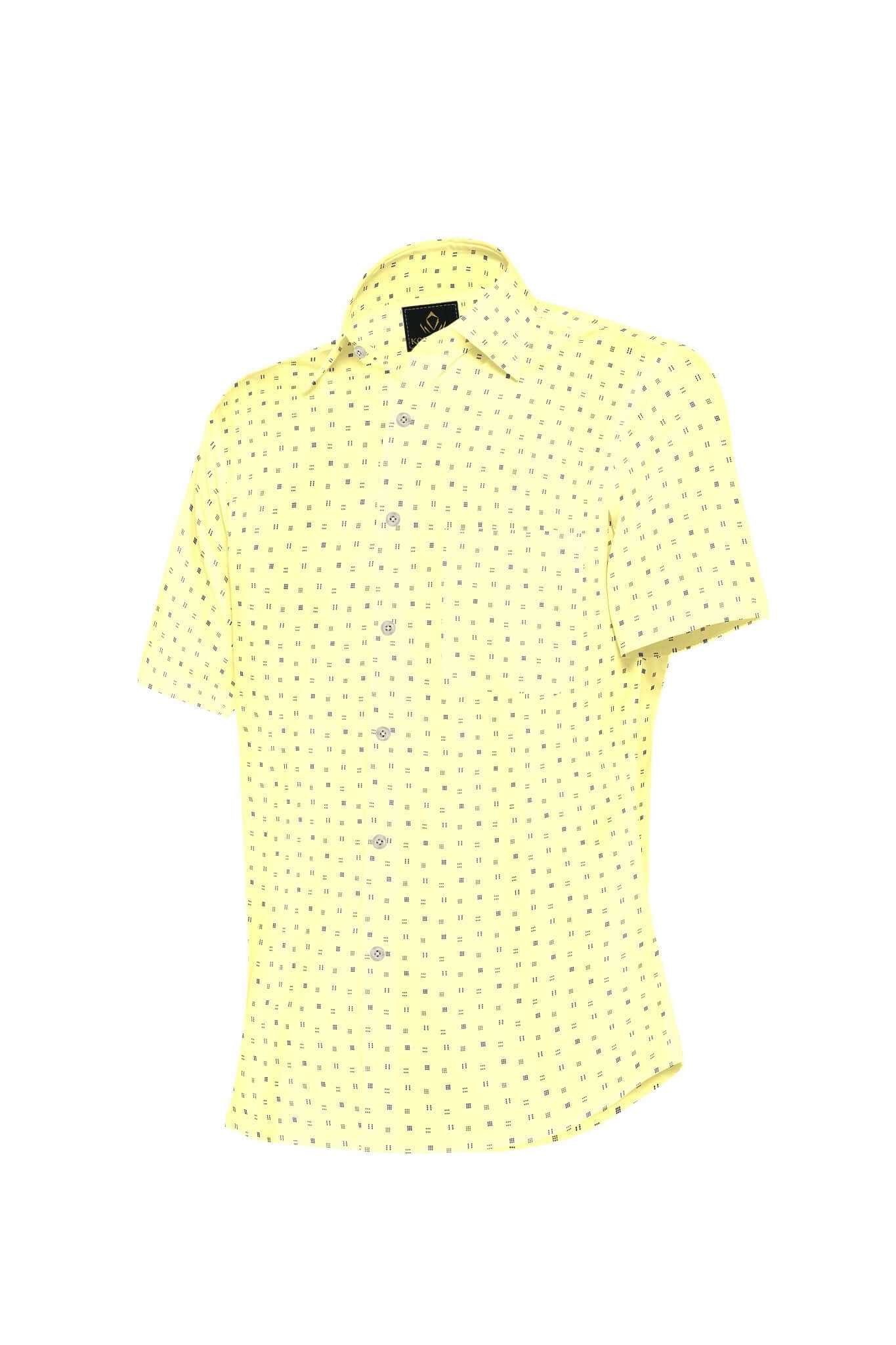 Finch Yellow and Monaco Blue Dice Dot Printed Egyptian Giza Cotton Shirt