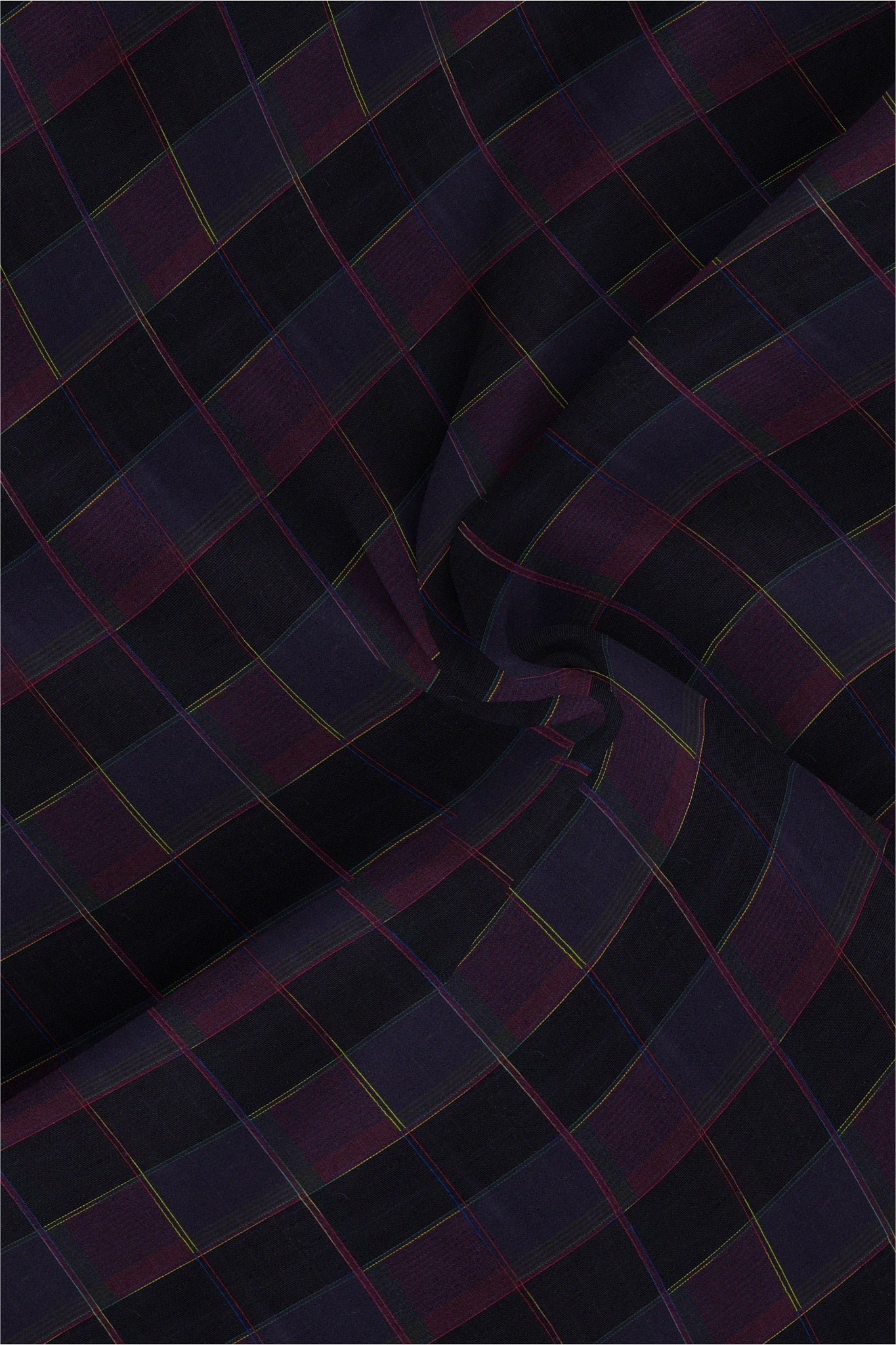 Jade Black with Tillandsia Purple and Rhubarb Red Jacquard Premium Check Giza Cotton Shirt