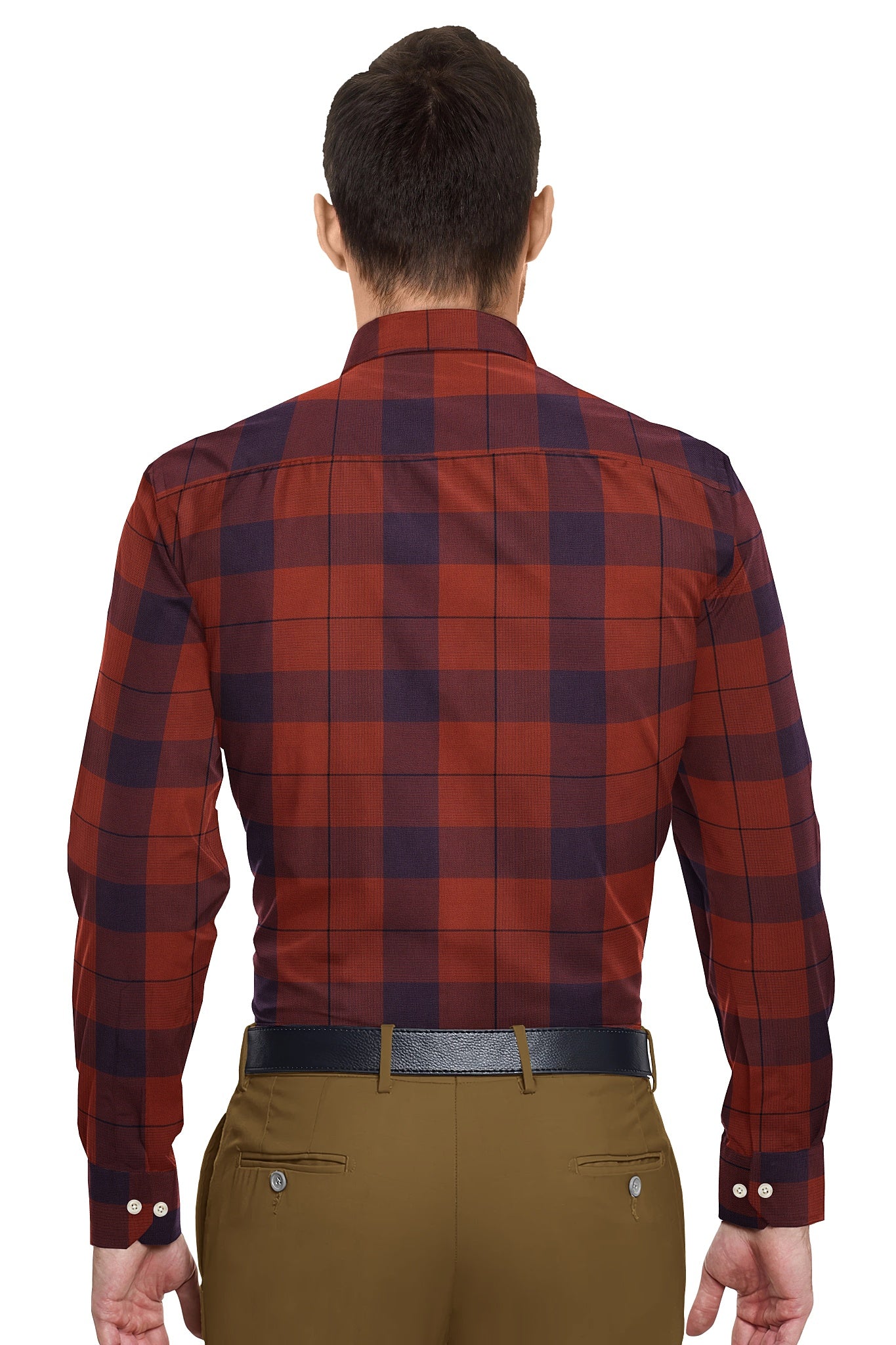 Cinnabar Red and Mazarine Blue Checks Cotton Shirt Buy Casual Shirts in India