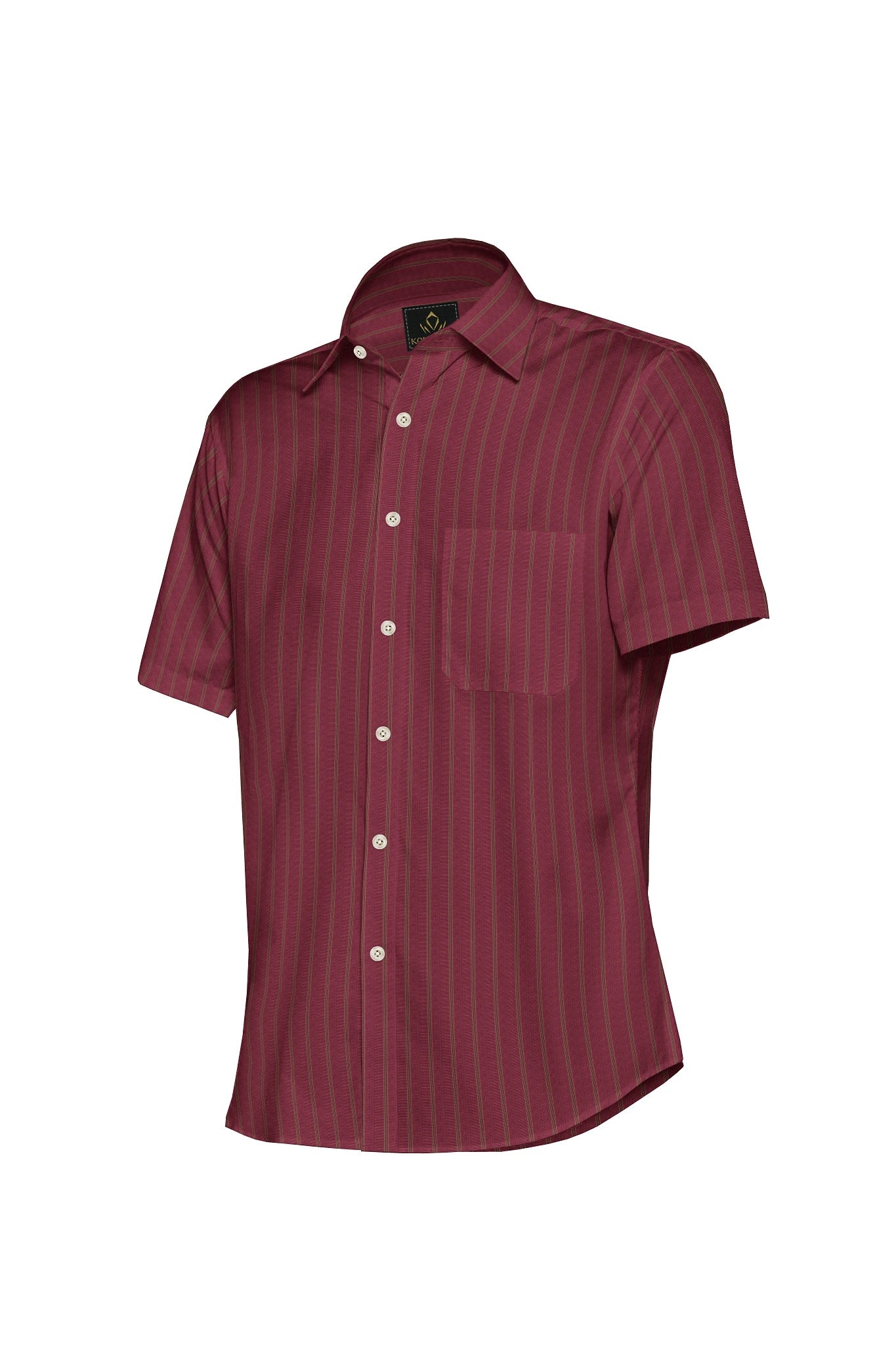 Cranberry Red with Umber Brown and Banana Yellow Jacquard Stripes Egyptian Giza Cotton Shirt