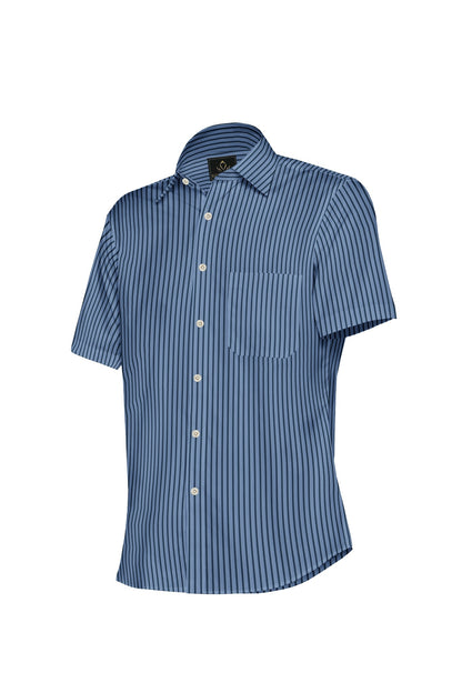 Allure Blue and Insignia Blue Stripes Cotton Shirt - Buy Mens Custom Shirts in Mumbai