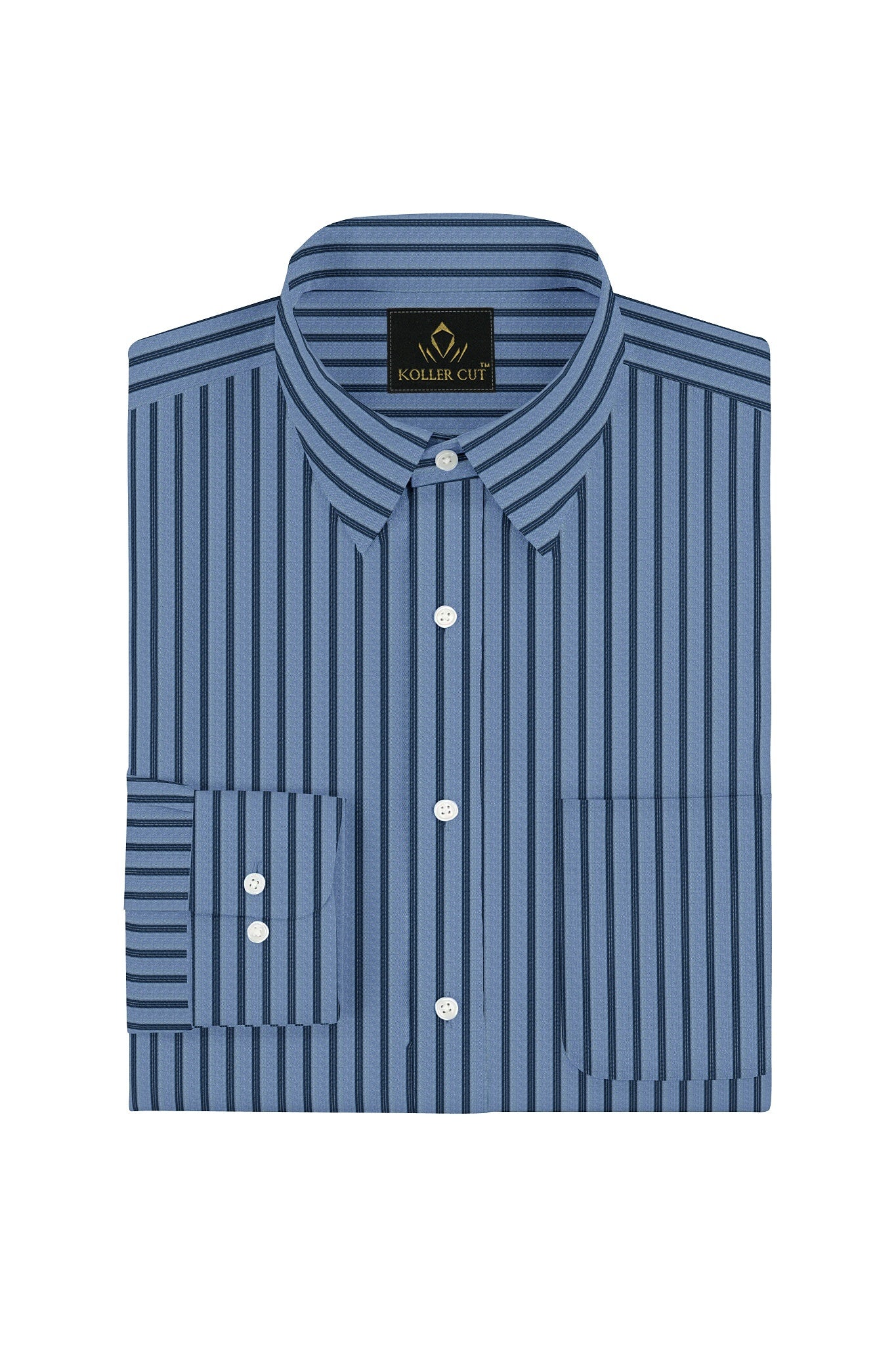Allure Blue and Insignia Blue Stripes Cotton Shirt - Buy Mens Custom Shirts in Mumbai