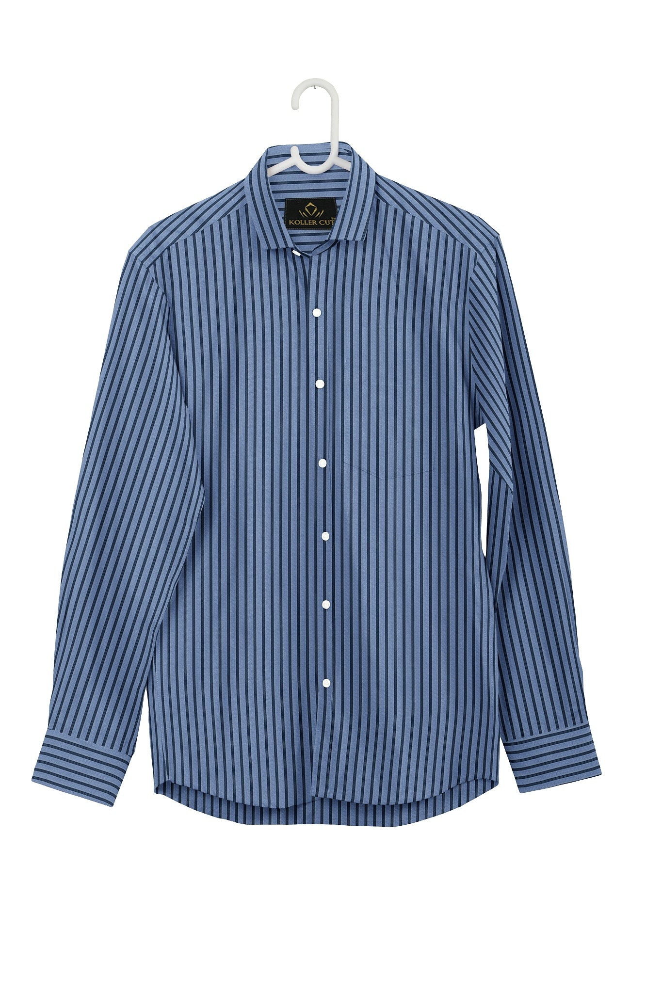 Allure Blue and Insignia Blue Stripes Cotton Shirt - Buy Mens Custom Shirts in Mumbai