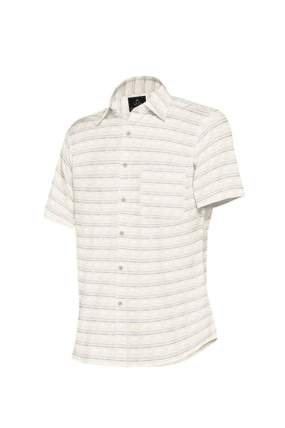 Beige and Sodalite Blue Stripes Cotton Shirt