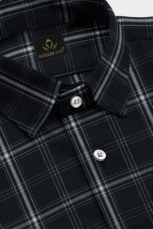 Caviar Black and White Checks Cotton Shirt