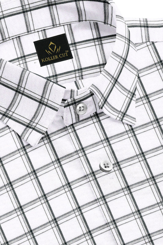 Caviar Black and White Checks Cotton Shirt Plus size in India - Custom Shirts Online in Hyderabad India