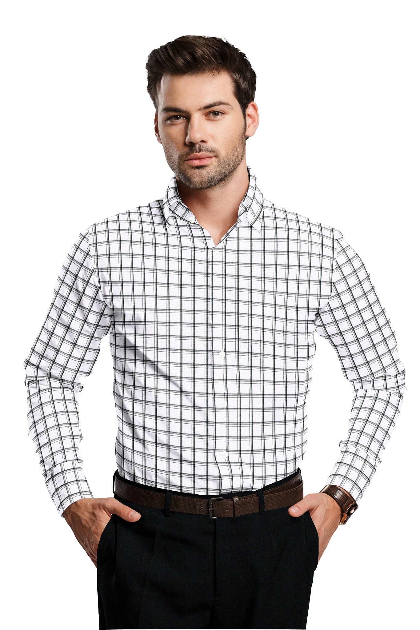 Caviar Black and White Checks Cotton Shirt Plus size in India - Custom Shirts Online in Hyderabad India