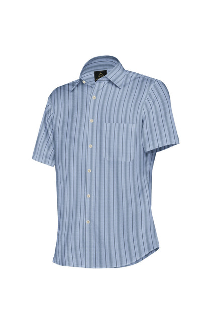 Cashmere Blue and Black Hairline Stripes Cotton Shirt