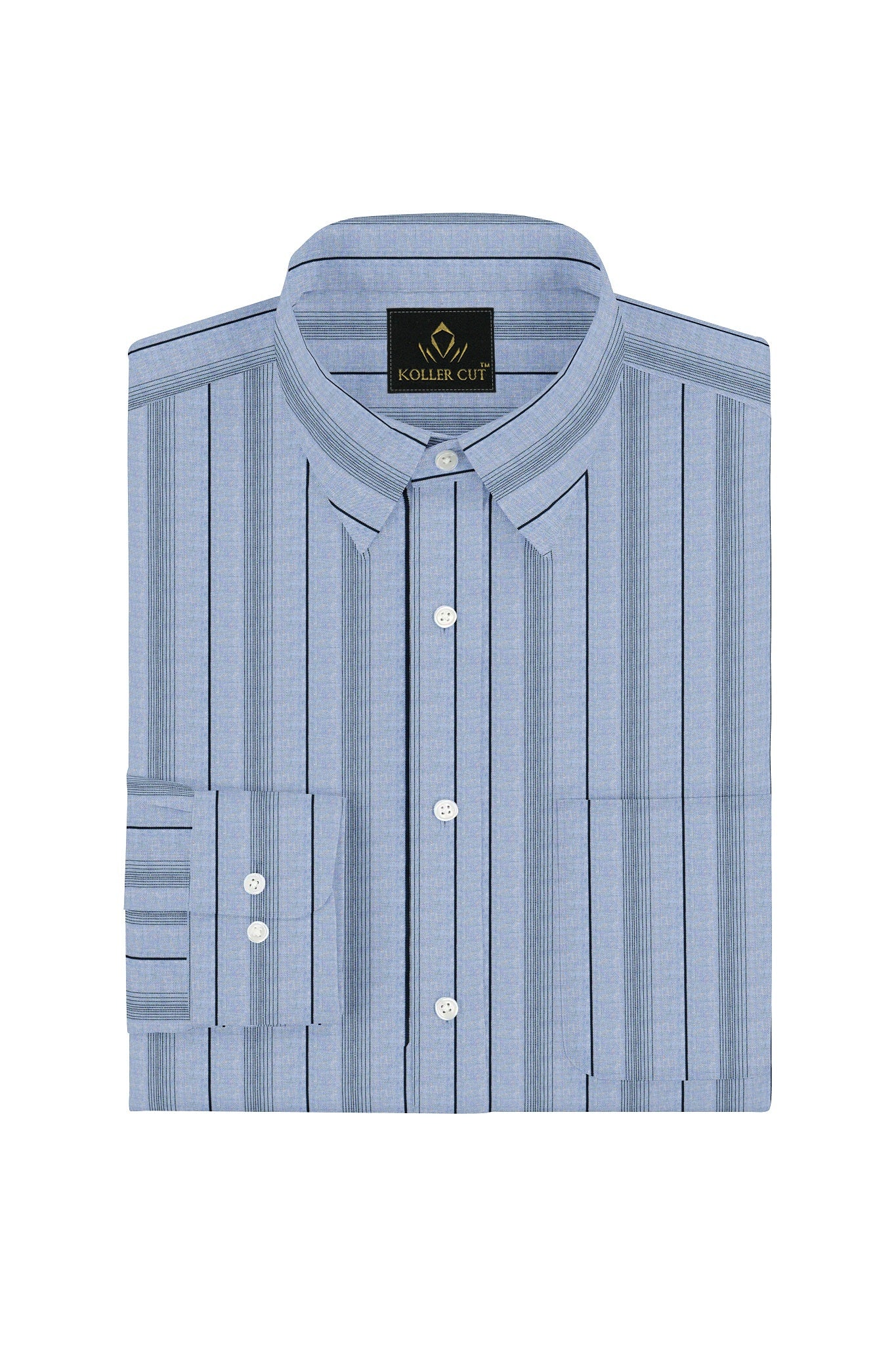 Cashmere Blue and Black Hairline Stripes Cotton Shirt