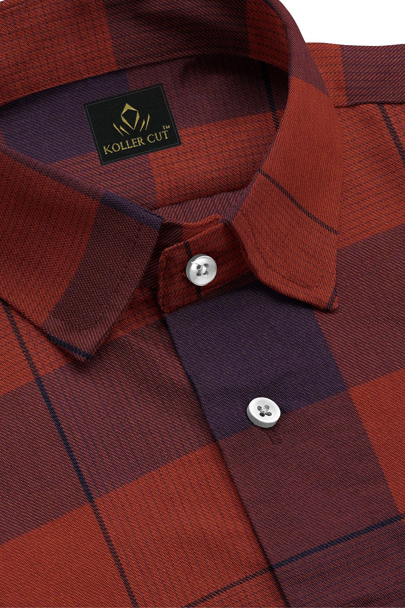 Cinnabar Red and Mazarine Blue Checks Cotton Shirt Buy Casual Shirts in India