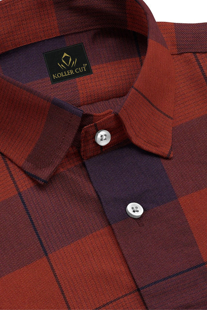 Cinnabar Red and Mazarine Blue Checks Cotton Shirt Buy Casual Shirts in India