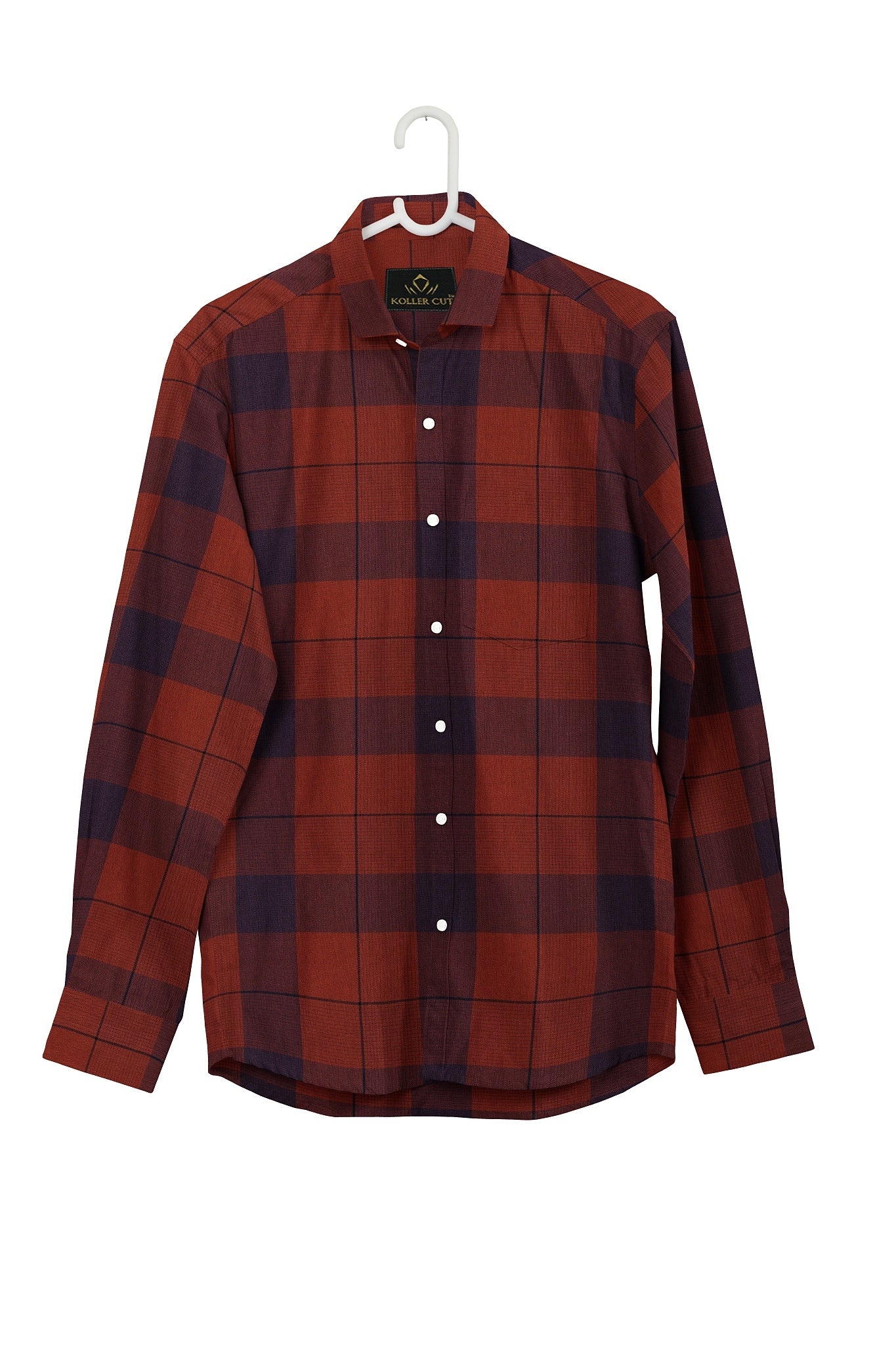 Cinnabar Red and Mazarine Blue Checks Cotton Shirt Buy Casual Shirts in India