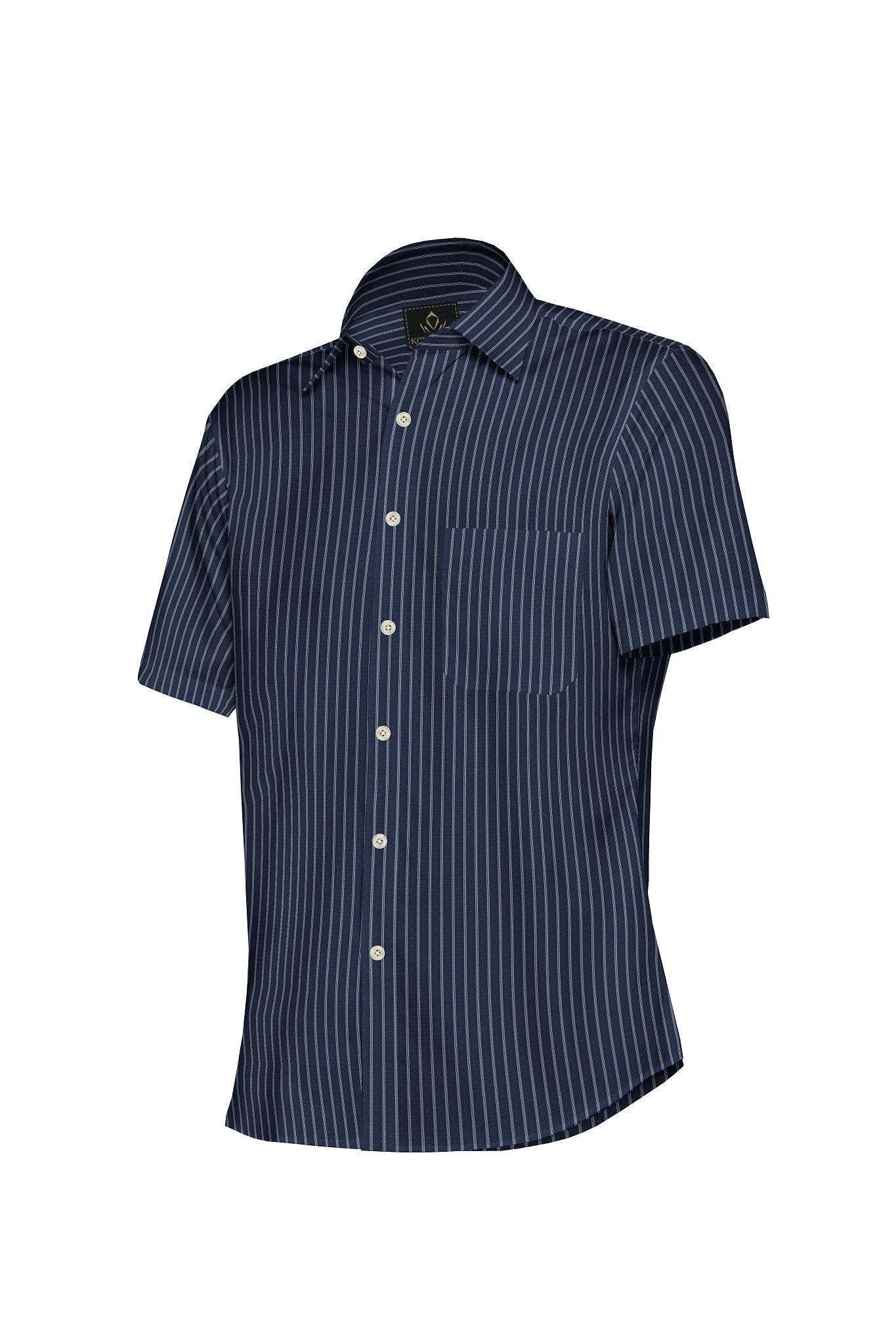 Kollercut-Monaco Blue and White Stripes Cotton Shirt-Formal Cotton Shirt in India 