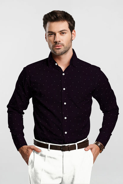 Acai Purple and White Dot Printed Cotton Shirt - Buy Custom Shirts Online in Mumbai