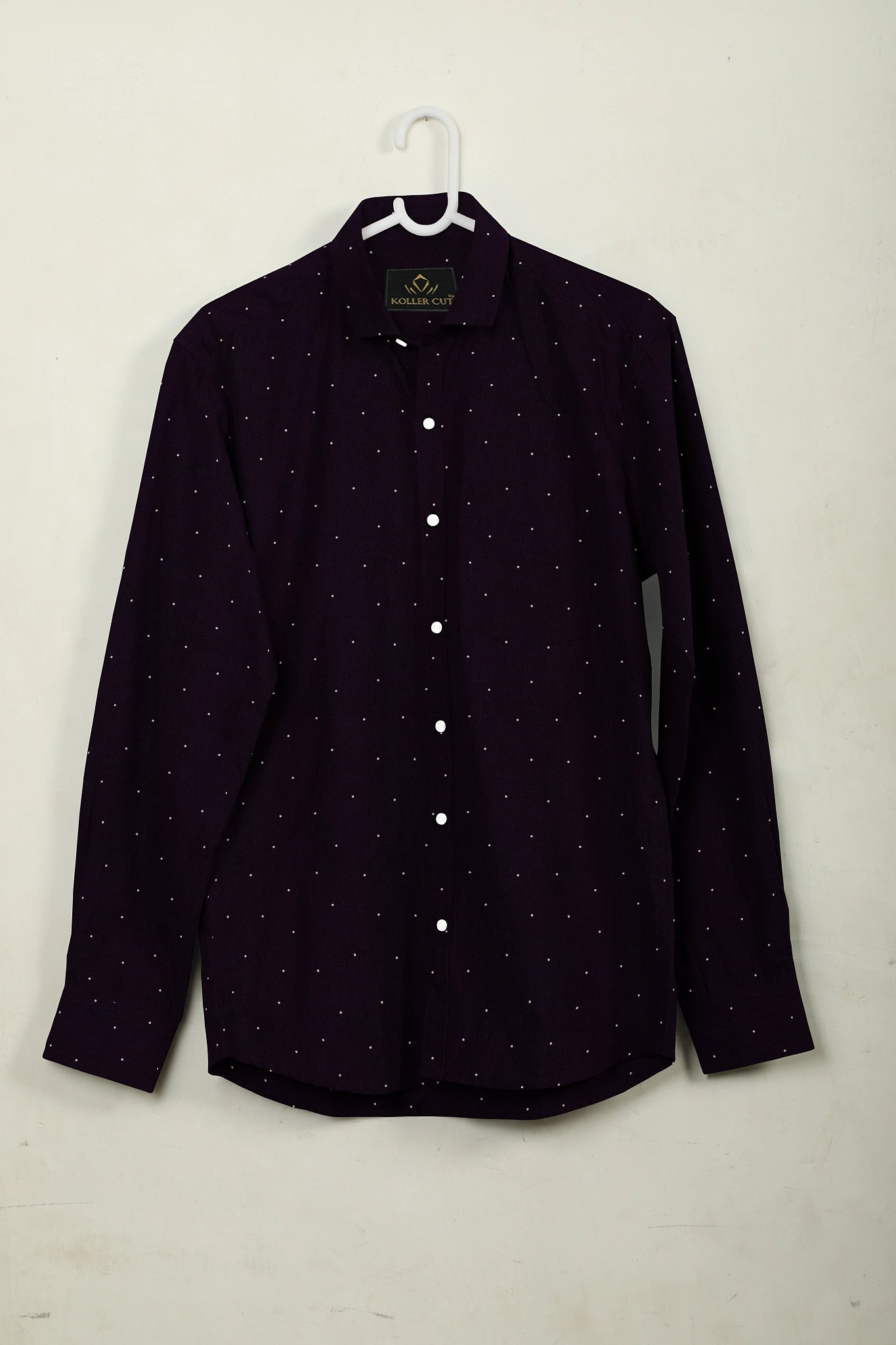 Acai Purple and White Dot Printed Cotton Shirt - Buy Custom Shirts Online in Mumbai