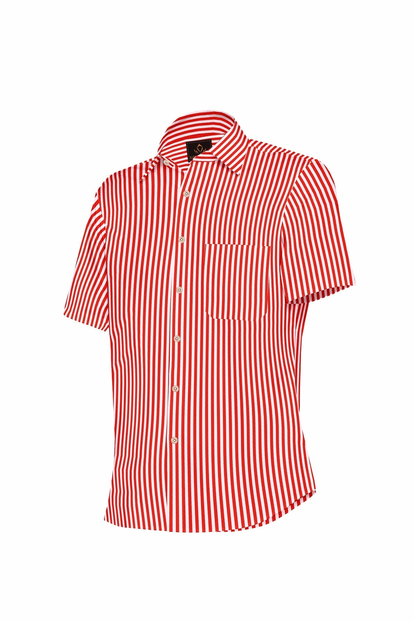 White and Crimson Red Candy Stripes Cotton Shirt