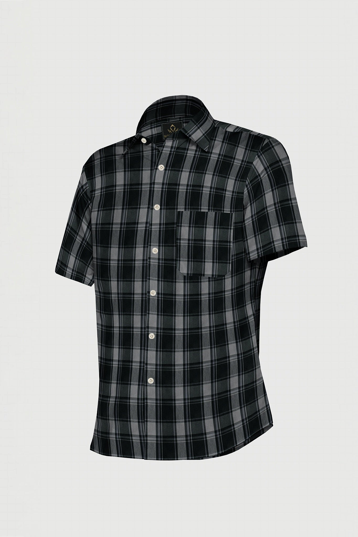 Jade Black and Quartz Grey Plaid Cotton Shirt