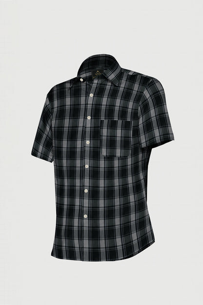 Jade Black and Quartz Grey Plaid Cotton Shirt