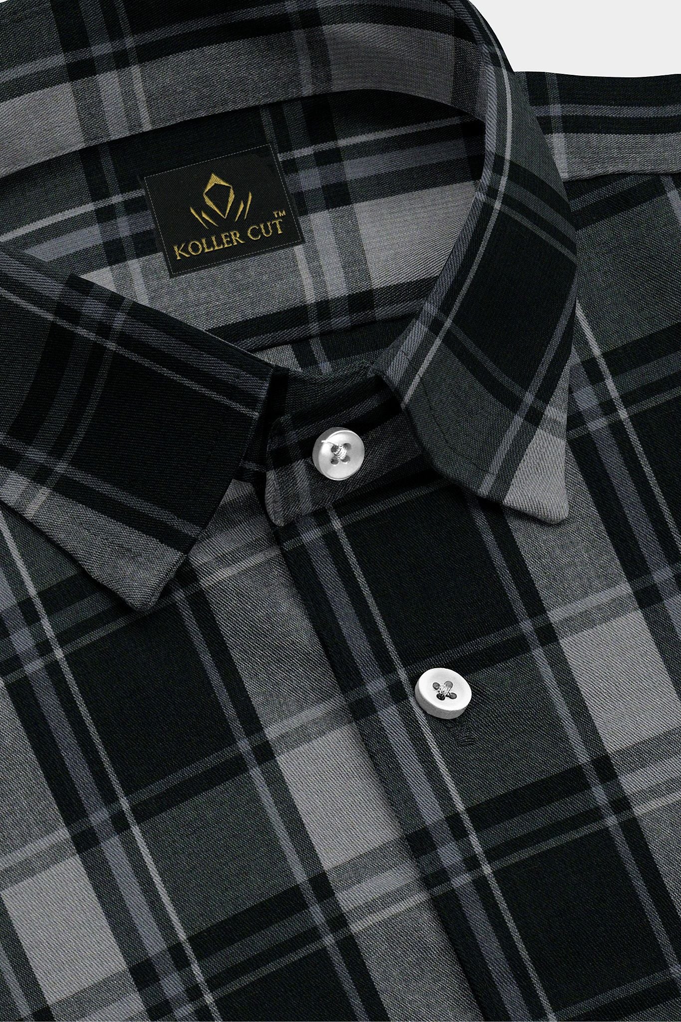 Jade Black and Quartz Grey Plaid Cotton Shirt