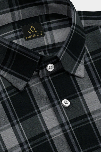 Jade Black and Quartz Grey Plaid Cotton Shirt