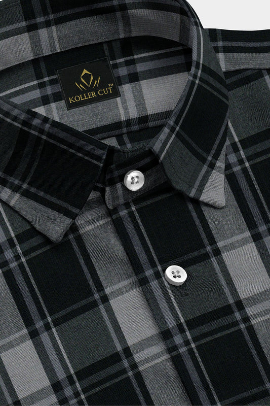 Jade Black and Quartz Grey Plaid Cotton Shirt