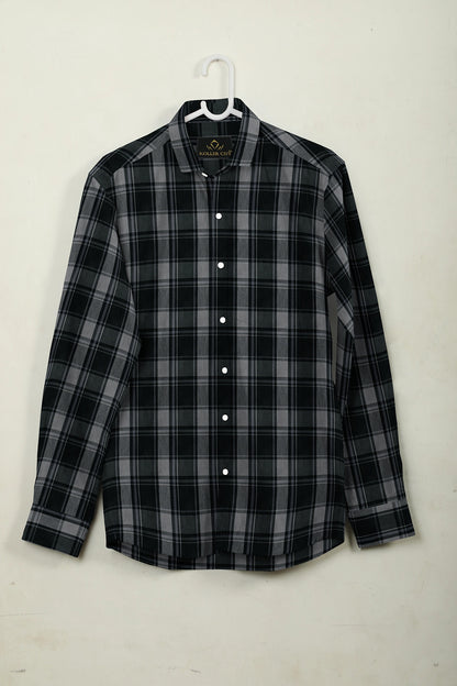 Jade Black and Quartz Grey Plaid Cotton Shirt