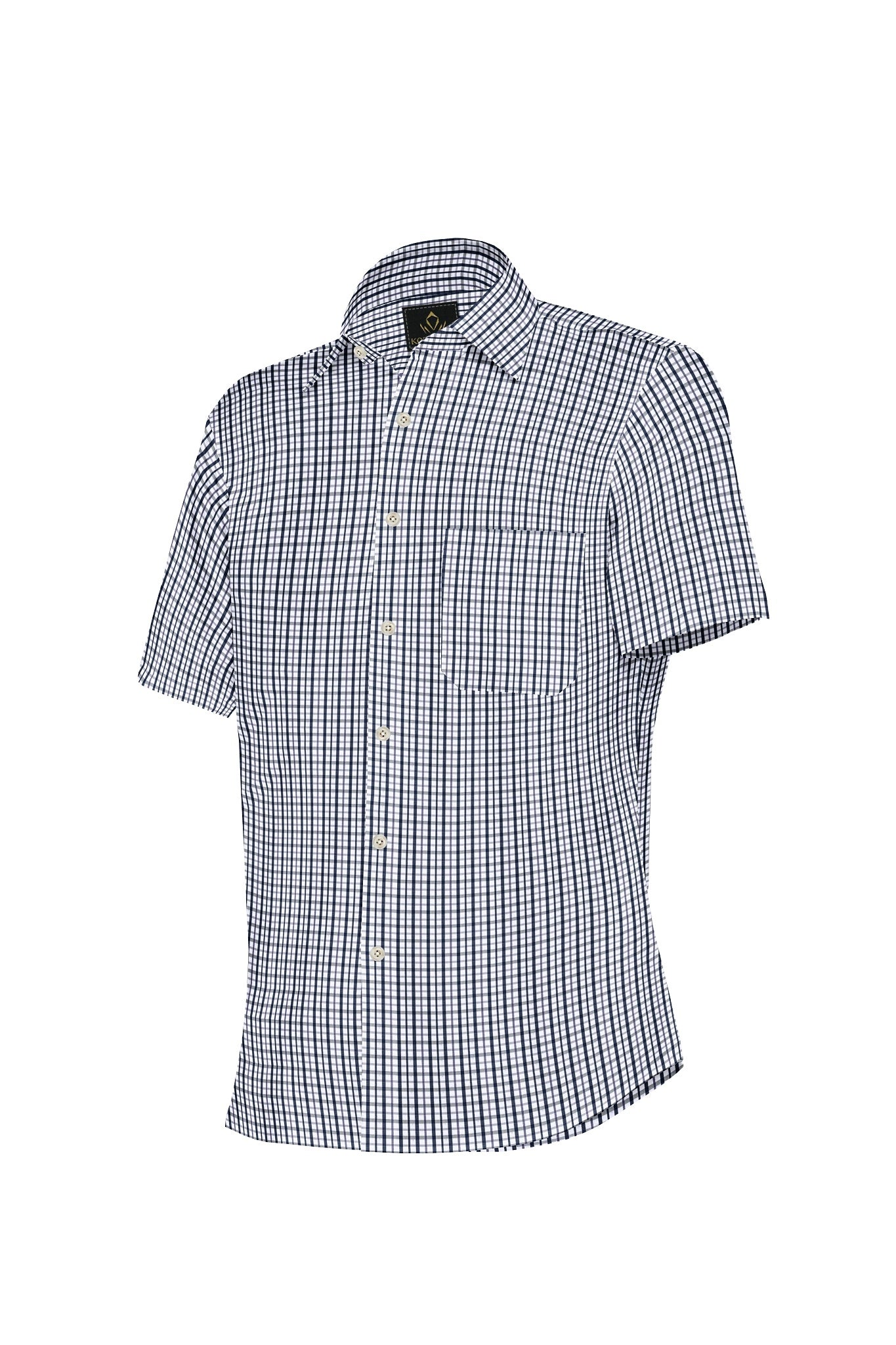 White with Medieval Blue and Pansy Purple Checks Cotton Shirt Office Wear Cotton Shirt Formal Shirts